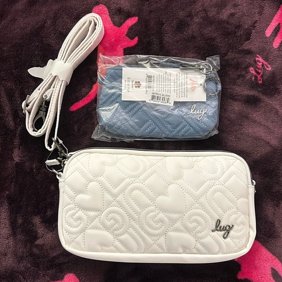 BNWT LUG Coupe XL Love Satin Luxe (white) + Metro XL Pouch (blue moon) - Picture 1 of 3